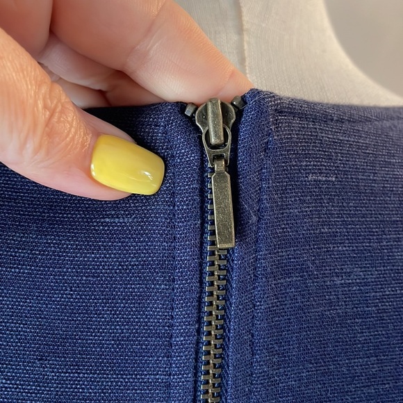 SESSUN hubertus shift dress linen rayon front pockets short sleeves blue size S - Picture 4 of 11